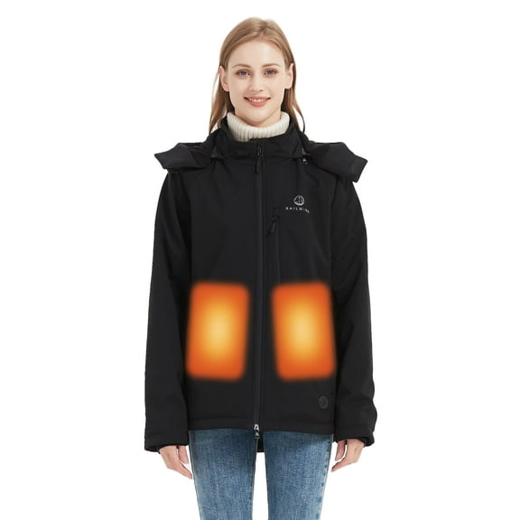 Sailwind Women's Activewear Heated Jacket with Battery Pack,3 Heating Level Softshell Heated Jacket For Women,Black,S