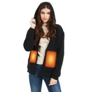 SAILWINDHEAT Sailwind Women's Heated Hoodie with Battery Pack 10000mAh,3 Heating Level Winter Outdoor Full Zip Hooded Sweatshirt for Women,Black,S