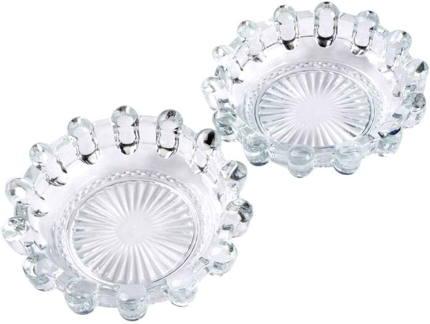 Saim 2 Pack Round Crystal Glass Smoking Ashtray, Clear AshTray for Home Indoor Outdoor, 5.4" Dia