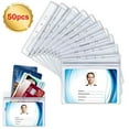 Saim 50 Pcs Name Tag Badge ID Card Holders, 4"*3" PVC Waterproof and