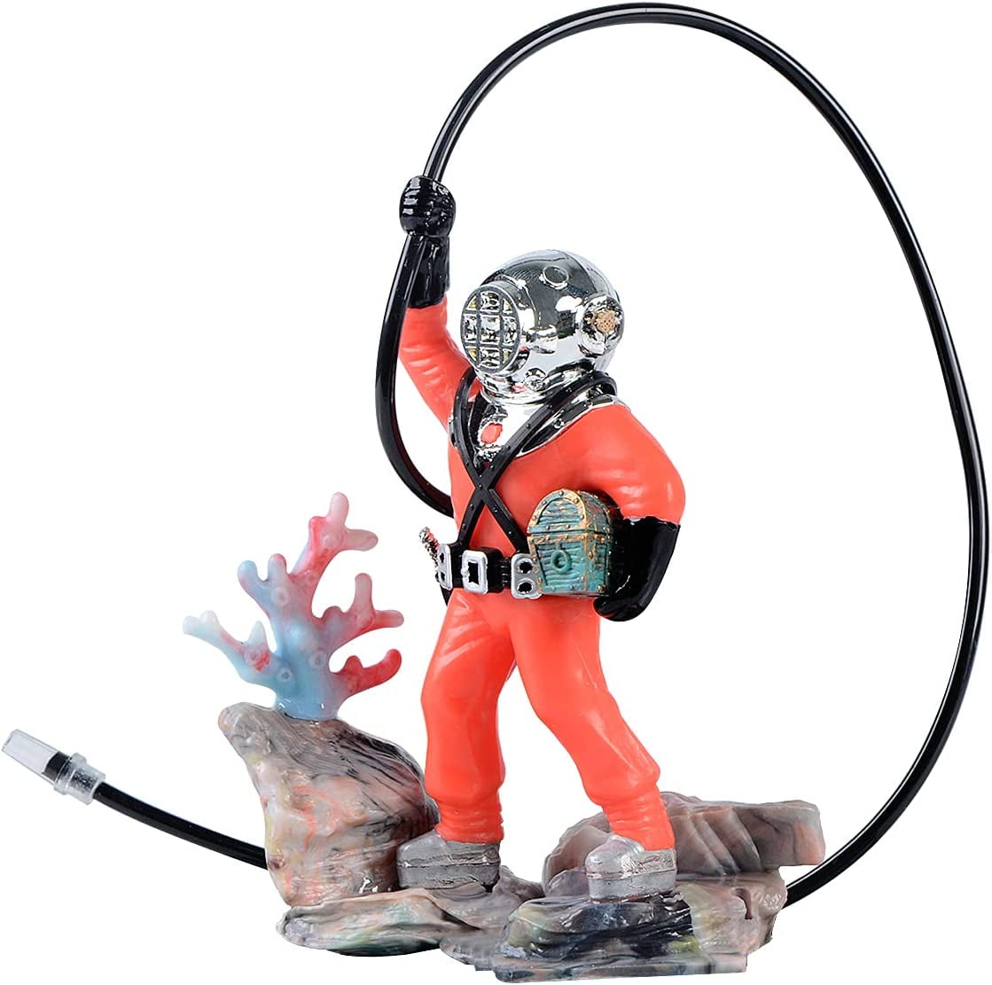 Saim Aquarium Bubbler Decoration, Action Aquarium Ornament Diver, Hose