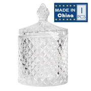 Saim Glass Candy Jar with Lid Decorative Candy Dish Sugar Bowl Crystal Covered Storage Jar for Wedding & Home Decor