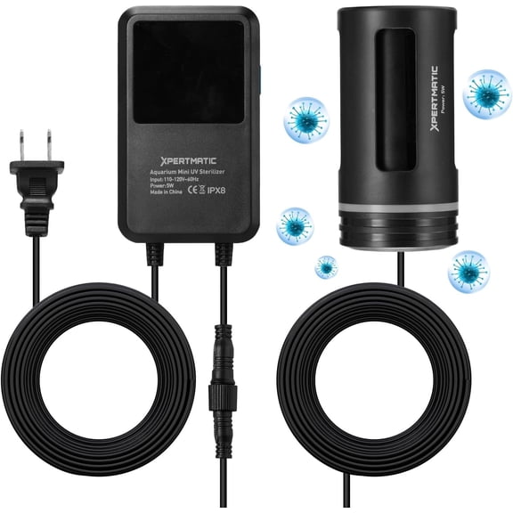 SainSmart Aquarium Clean Light, 5W Mini Submersible Sanitizer Light with Timer, Aquarium Water Cleaning Green and Algae for Fish Tank, Pond, Swimming Pool, Saltwater, Freshwater, XpertMatic