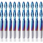 SainSmart Genmitsu 10Pcs Nano Blue Coat Ball Nose End Mill CNC Router Bits, 1/8 Shank Spiral Upcut 2 Flute End Mill Set 3.175 x 17 x 38mm