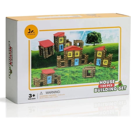 SainSmart Jr. 150 PCS Wooden Log Cabin Set Building House Toy for Toddlers TY10