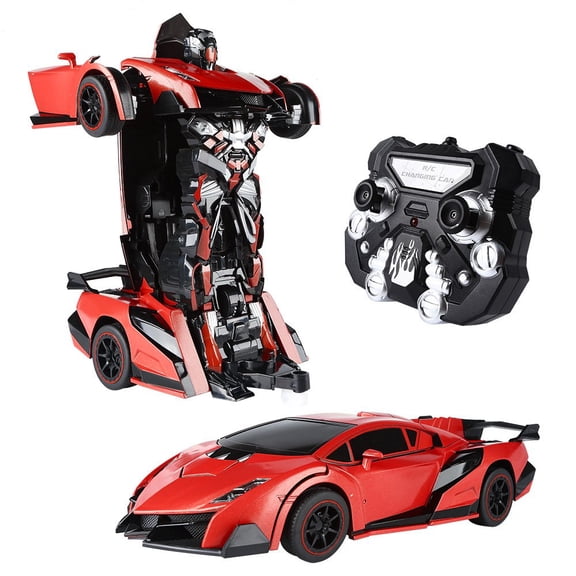 SainSmart Jr. Remote Control Car, Transform Robot RC Cars for Kids Toys, 1:14 Scale Car with One-Button Deformation, 360Drifting, and Realistic Engine Sound, Gifts for Boys Girls Aged 8+, Red Y101