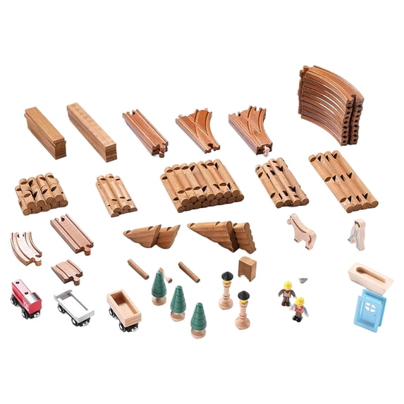 SainSmart Jr. Wooden Train 100pcs Set Log Cabin Toddler Building Blocks TY08