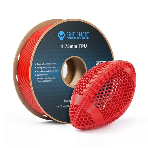 SainSmart TPU Filament 1.75mm, Upgrade 1KG (2.2 lbs) 95A Flexible TPU, 0.05mm Accuracy, 3D Printer Filament, Compatible with Most FDM Printers, Red