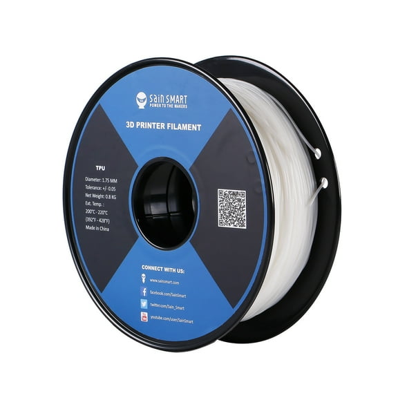 SainSmart White Flexible TPU 3D Printing Filament, 1.75 mm, 0.8 kg, Dimensional Accuracy +/- 0.05 mm