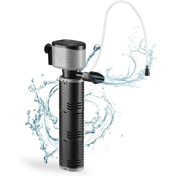 SainSmart XpertMatic 45W Aquarium Filter for Up to 220 Gallon Fish Tank, 3 Stages 792 GPH Biochemical Sponge Filter, Submersible Fish Tank Filter and Water Pump, for Aquarium Filtration/Oxygenation