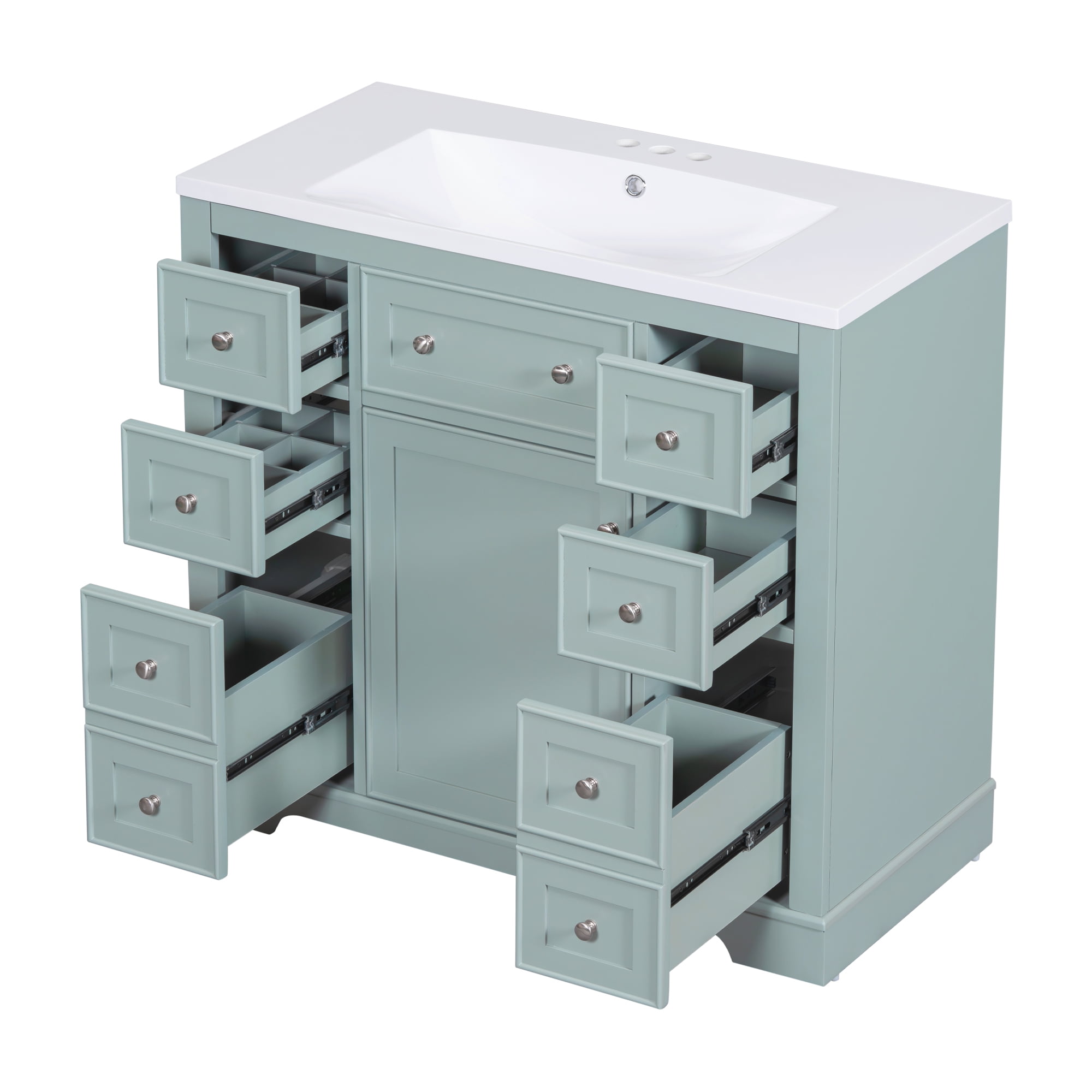 SainSpeed Bathroom Cabinet 36 Inch Bathroom Vanity With 6 Drawers