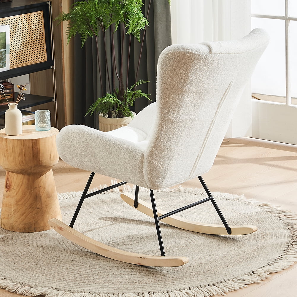 Smooth Rocker Chair SainSpeed Modern Accent Rocking Chair, Upholstered Rocker Chair, Solid ...