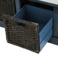 thumbnail image 1 of SainSpeed Upholstered Storage Bench, Entryway Storage Bench With 3 Deep Storage Baskets, Hand-woven Rattan Frame, Removable Cushion, Shoe Bench For Living Room, 1 of 9