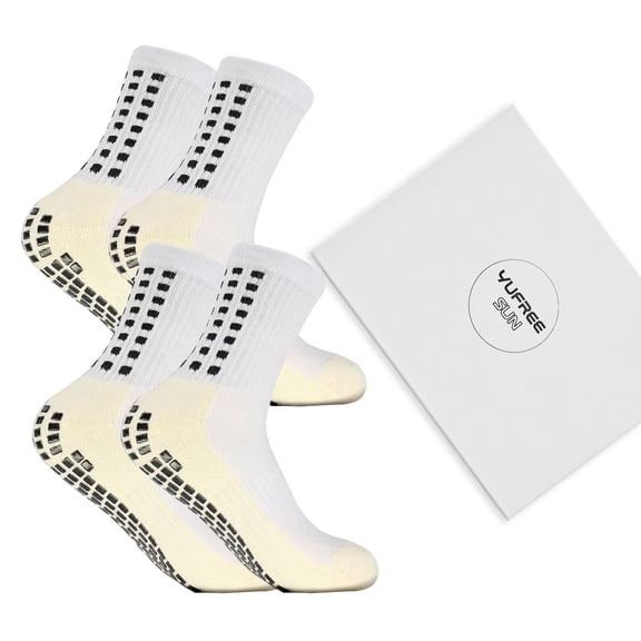 Sainberth 4 Pairs Mens Grip Soccer Socks Non Slip for Football Basketball Sports