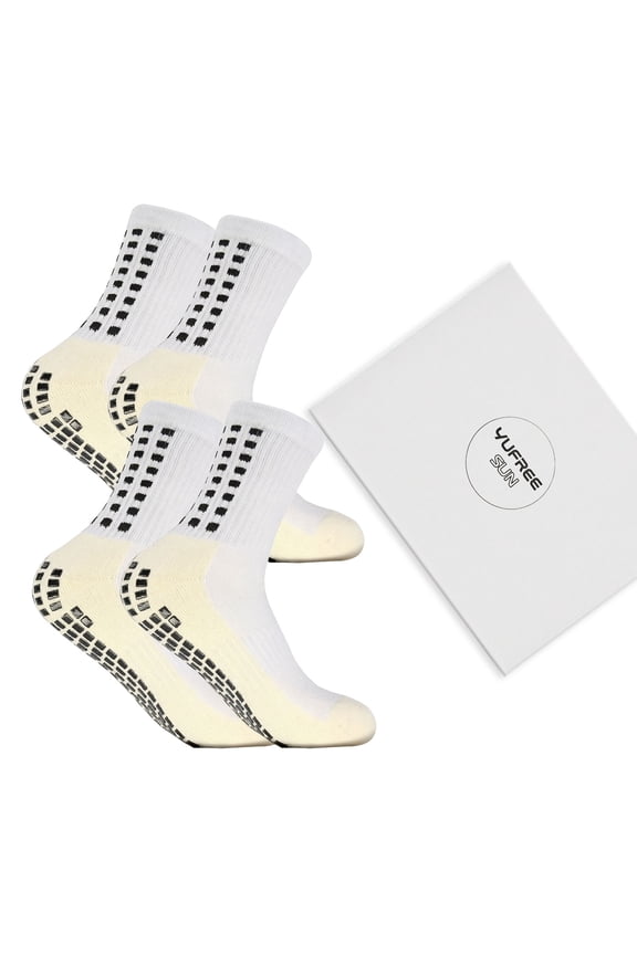 4 Pairs Mens Grip Soccer Socks Non Slip for Football Basketball Sports