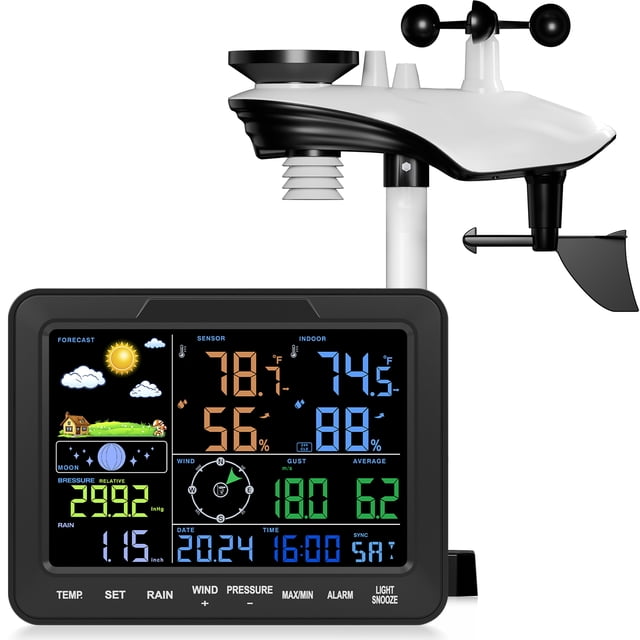 Sainlogic Wireless Weather Station, 12-in-1, Outdoor Sensor, Indoor ...