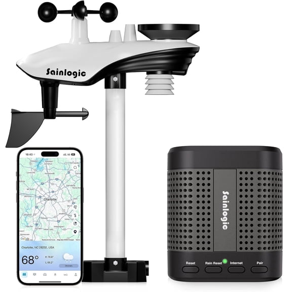 Sainlogic SA7 Wireless Smart Weather Station with Weatherseed AI 24H/7D Forecast, 2-Year Data Storage, 2.4G WiFi Only