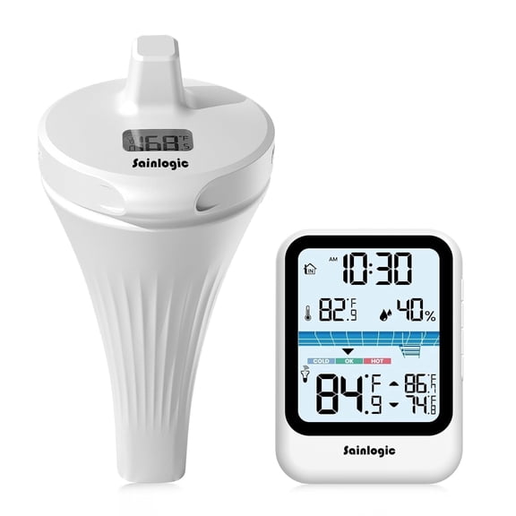 Sainlogic Digital Pool Thermometer Float Easy Read, Wireless Outdoor Pool Thermometer Floating, IP68 Waterproof High Precision for Swimming Pool,Hot Tub, Fish Aquarium