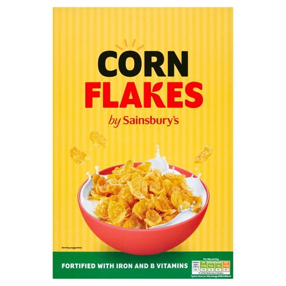 Sainsbury's Cornflakes Cereal 500g - Cornflakes fortified with vitamins and iron.