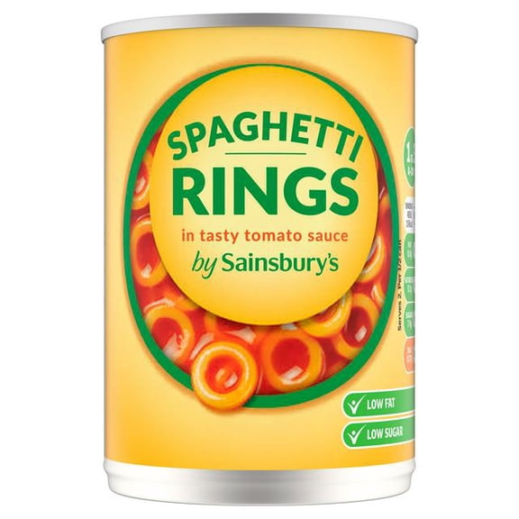 Sainsbury's Spaghetti Rings In Tomato Sauce 4 x 400g Cans - British Lunch Time Staple !