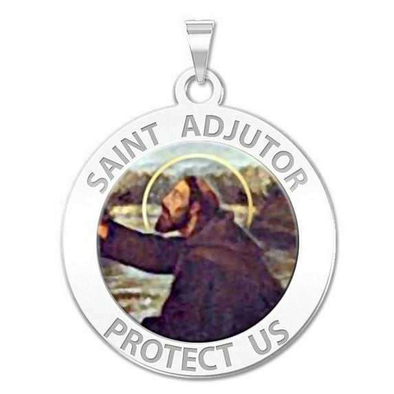 Saint Adjutor Religious Medal - Color  - 1 Inch Size of a Quarter -Sterling Silver