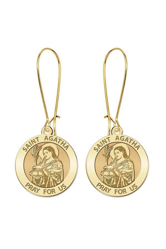 Saint Agatha Earrings  - 15mm - 14K Yellow Gold