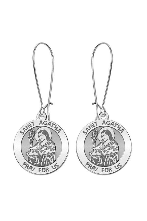 Saint Agatha Earrings  - 15mm - Solid Sterling Silver