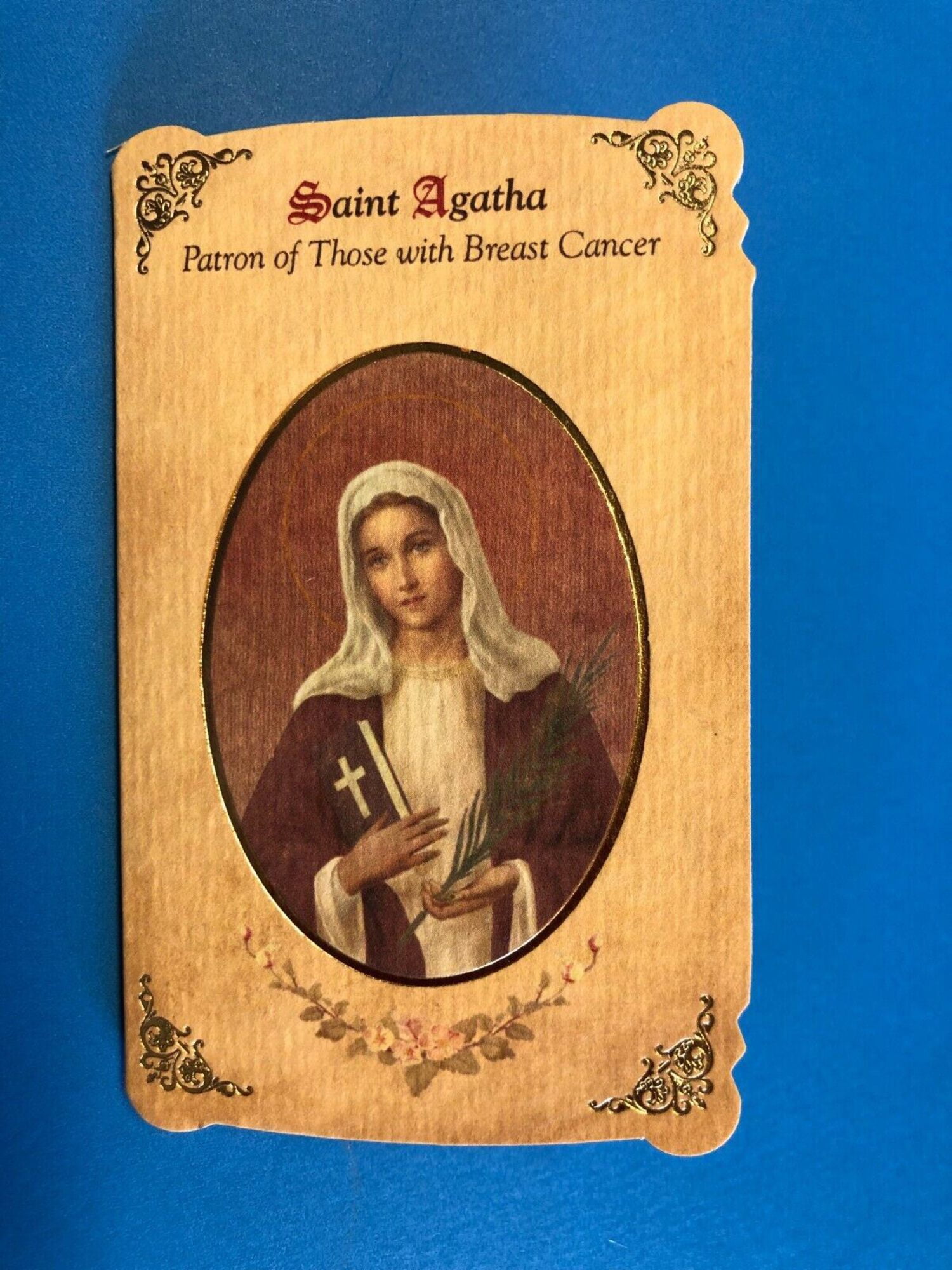 Saint Agatha Novena Prayer Card with Medal, New