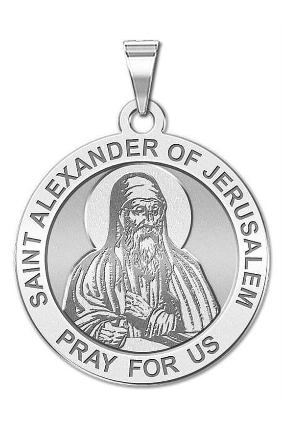 Saint Alexander of Jerusalem Religious Medal - 2/3 Inch Size of Dime, Sterling Silver