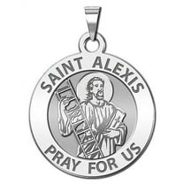 Saint Alexis Round Religious Medal - 2/3 Inch Size of Dime, Sterling Silver