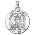 thumbnail image 1 of Saint Alfred Religious Medal  - 2/3 Inch Size of Dime, Solid 14K White Gold, 1 of 2
