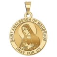 thumbnail image 1 of Saint Amalberga of Maubeuge Round Medals - 3/4 Inch Size of a Nickel -Solid 14K Yellow Gold, 1 of 1