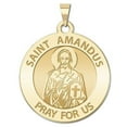thumbnail image 1 of Saint Amandus Religious Medal  - 3/4 Inch Size of a Nickel -Solid 14K Yellow Gold, 1 of 1