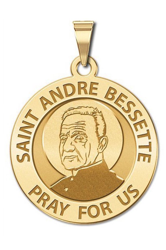 Saint Andre Bessette Round Medal - 3/4 Inch Size of a Nickel -Solid 14K Yellow Gold