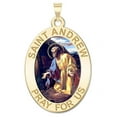 thumbnail image 1 of Saint Andrew Oval Religious Medal Color - 2/3 X 3/4 Inch Size of Nickel, Solid 14K Yellow Gold, 1 of 1