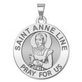 thumbnail image 1 of Saint Anne Line Religious Medal  - 3/4 Inch Size of a Nickel -Solid 14K White Gold, 1 of 1