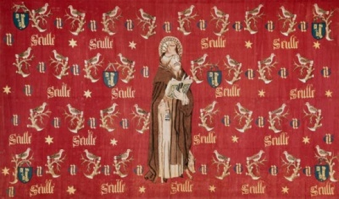 Saint Anthony Armorial Hanging Of The Chancellor C 1450 Tapestry Textiles (Flemish) Wool Canvas Art - (24 x 36)