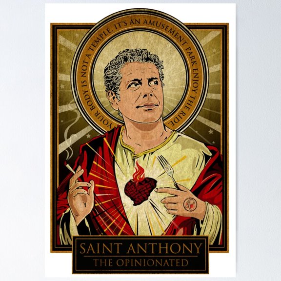 Saint Anthony Bourdain Chef Kitchen Patron Saint Celebrity Tribute Graphic Art, Unframed Poster