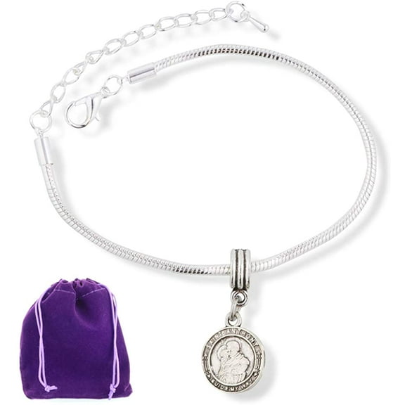 Saint Anthony Bracelet | Guide my Way Stainless Steel Snake Chain Charm Bracelet