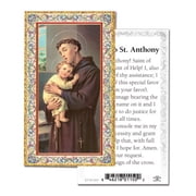 Saint Anthony Gold-Stamped Catholic Prayer Holy Card with Prayer on Back, Pack of 100
