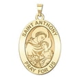 thumbnail image 1 of Saint Anthony Religious Medal - 1/2 X 2/3 Inch Size of Dime, Solid 14K Yellow Gold, 1 of 8