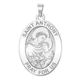thumbnail image 1 of Saint Anthony Religious Medal - 3/4 Inch X 1 Inch - Solid 14K White Gold, 1 of 8