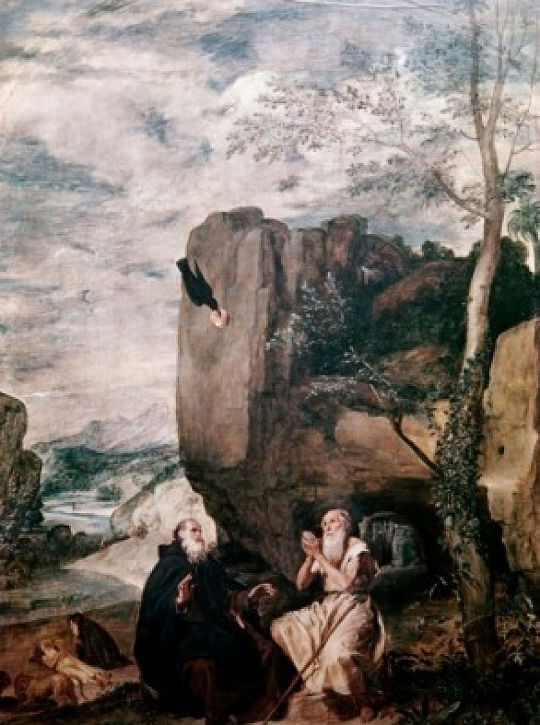 Saint Anthony Visiting Saint Paul Velzquez Diego (1599-1660Spanish) Canvas Art - Diego Velazquez (24 x 36)