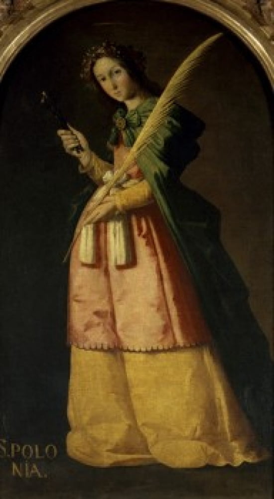 Saint Apollonia 17th C Francisco de Zurbaran (1598-1664Spanish) Musee du Louvre Paris Canvas Art - Francisco de Zurbaran (24 x 36)