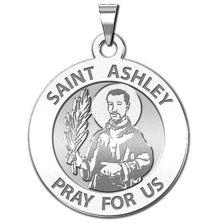 Saint Ashley Religious Medal - 3/4 Inch Size of a Nickel -Solid 14K White Gold
