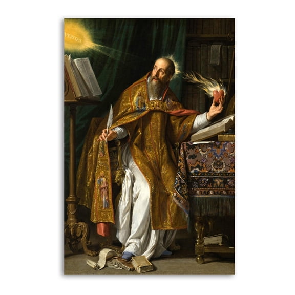 Saint Augustine by Philippe De Champaigne Painting Artworks Picture Print Poster Wall Art Painting Canvas Gift Decor Home Posters Decorative 24x36inch(60x90cm)