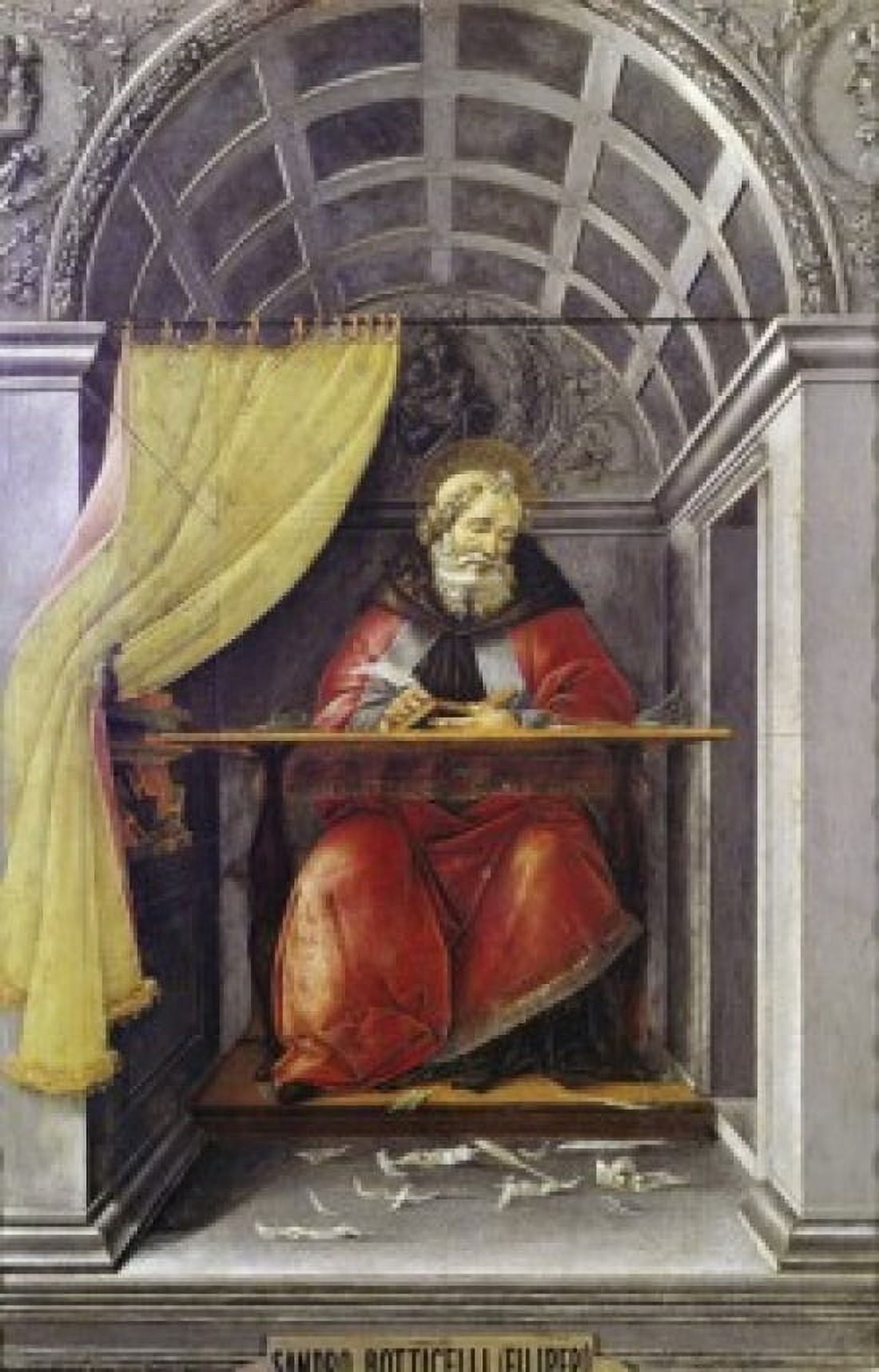 Saint Augustine in His Study 1490-5 Sandro Botticelli (1444-1510 Italian) Tempera on wood Galleria degli Uffizi Florence Italy Canvas Art - Sandro Botticelli (18 x 24)