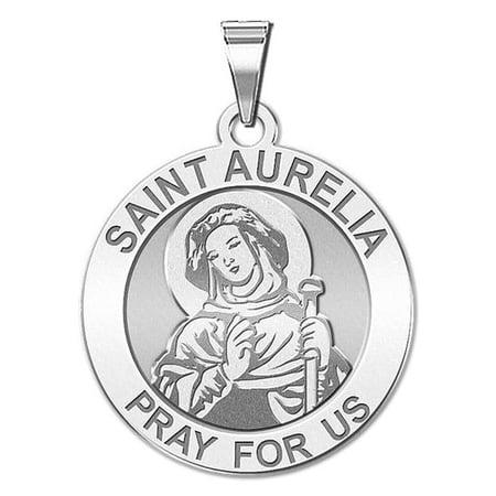 Saint Aurelia Religious Medal - 3/4 Inch Size of a Nickel - Sterling Silver