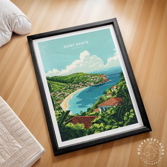Saint Barts Caribbean Minimalist Cityscape Home Decor