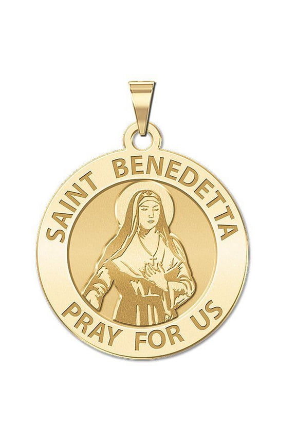 Saint Benedetta Cambiagio Frassinello Religious Medal  3/4 Inch Solid 14K Yellow Gold